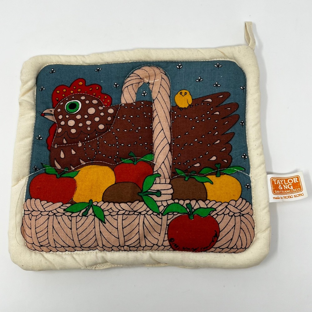 Vintage 1981 Taylor & NG San Francisco Hen Fruit Basket Potholder Cottagecore
